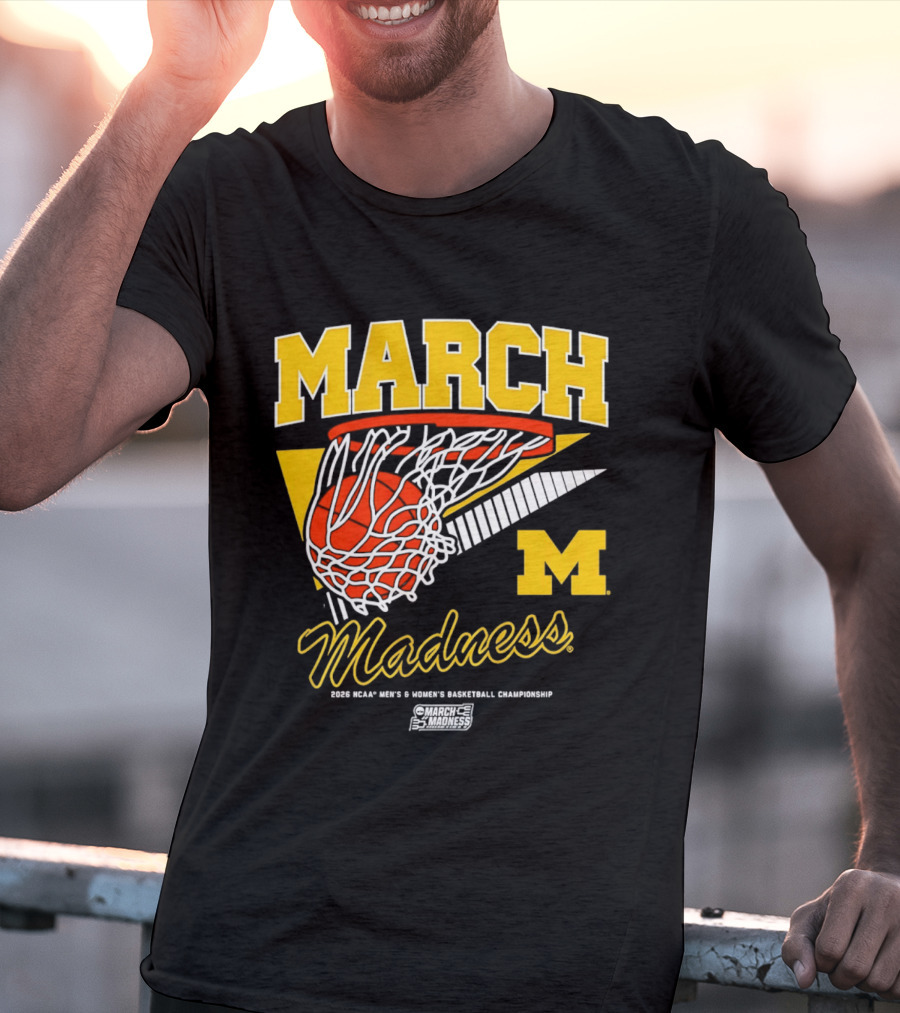 Michigan Wolverines March Madness MBB & WBB 2026 Basketball Championship Swish T-Shirt