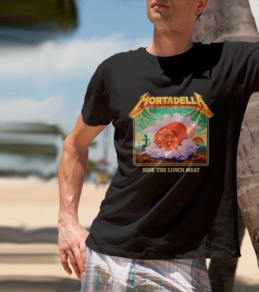 Mortadella Ride The Lunch Meat Clouds And Lightning Adventure T-Shirt