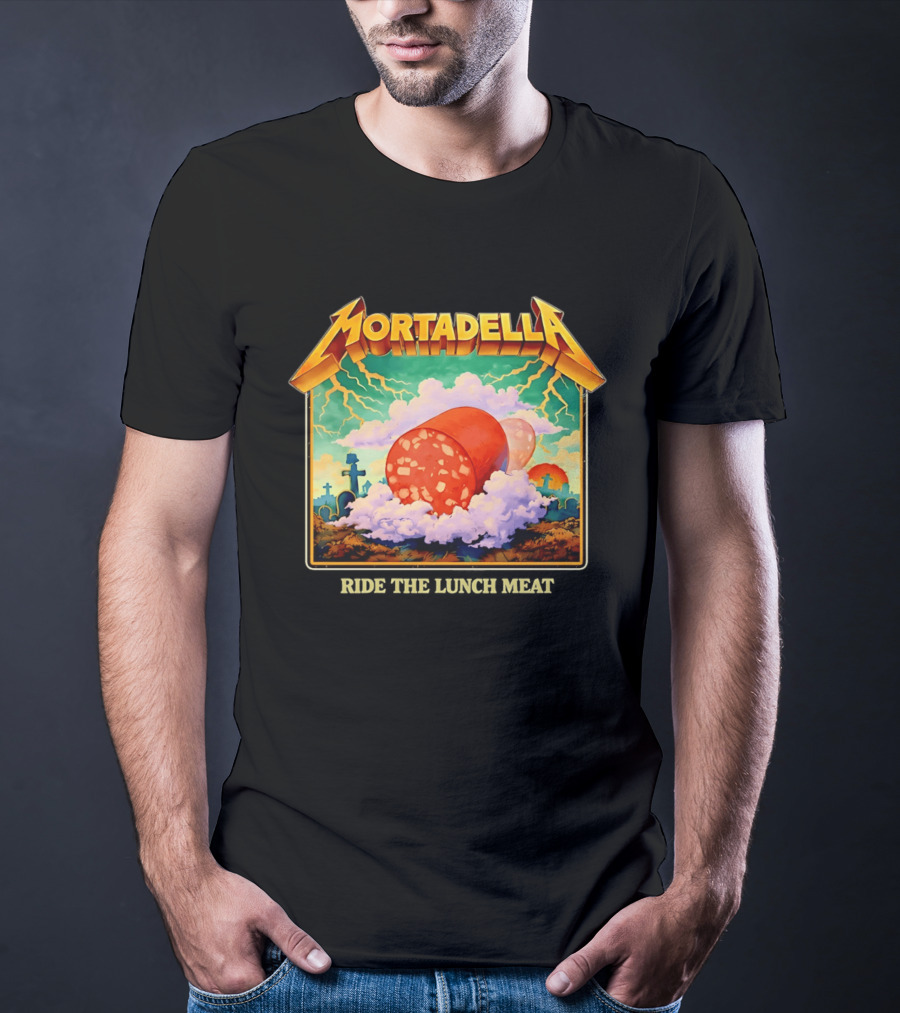 Mortadella Ride The Lunch Meat Clouds And Lightning Adventure T-Shirt