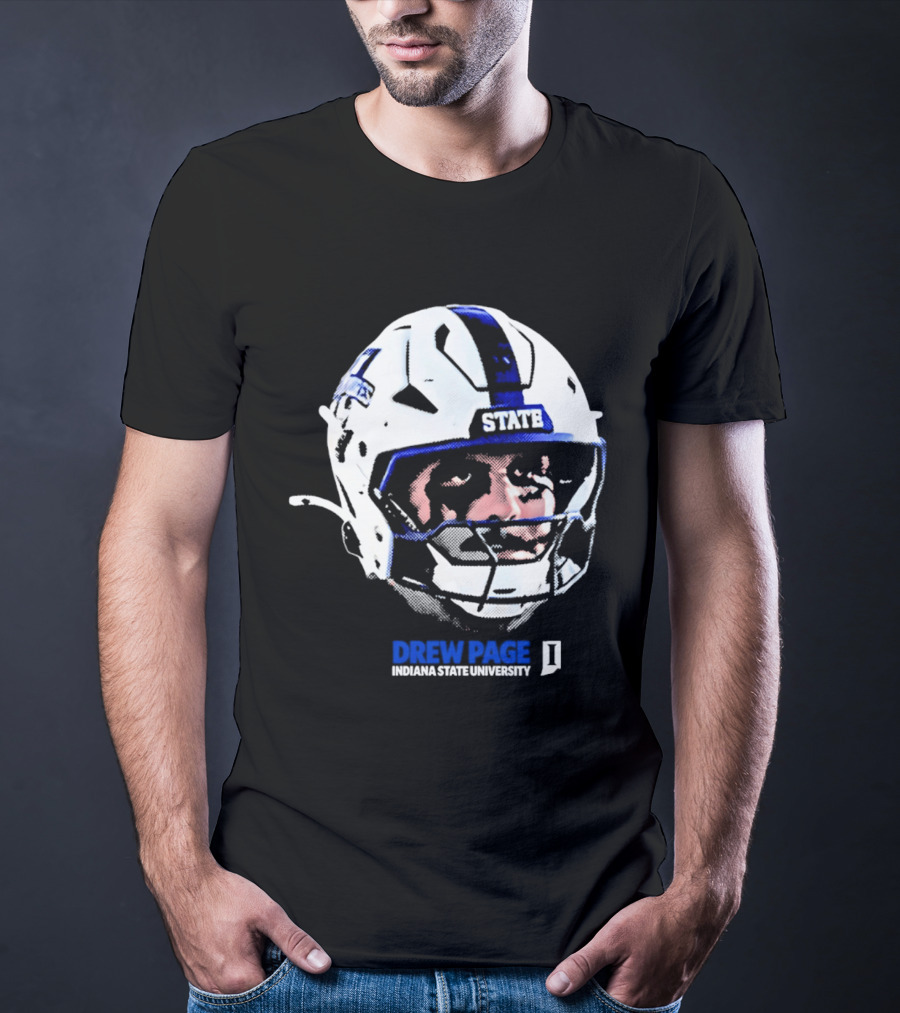 Drew Page Indiana State University Football Helmet Big Head T-Shirt