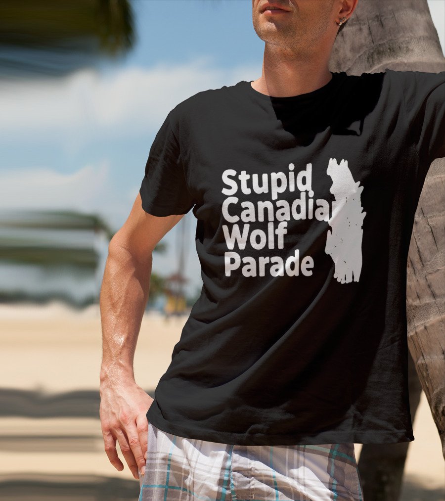 Stupid Candia Wolf Parade White Text With Wolf T-Shirt