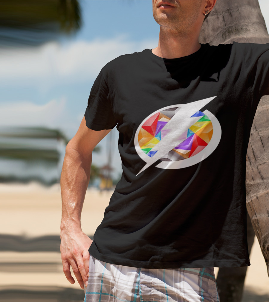 Tampa Bay Lightning Rainbow Pride Lightning Bolt T-Shirt