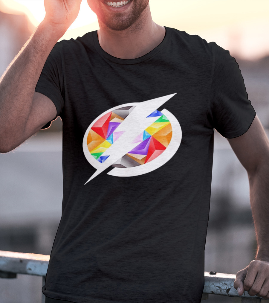Tampa Bay Lightning Rainbow Pride Lightning Bolt T-Shirt