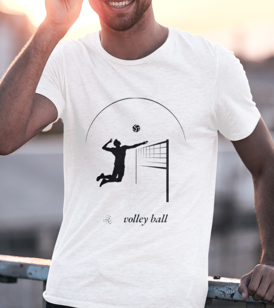 Volleyball Player Jumping To Spike Under Rising Sun T-Shirt