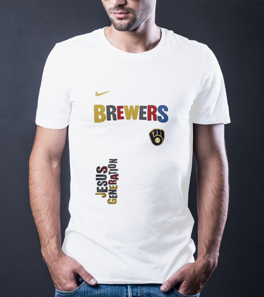 Nike Brewers Jesus Generation Tour Milwaukee Baseball T-Shirt