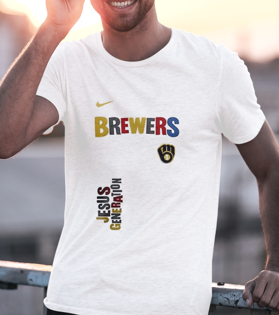Nike Brewers Jesus Generation Tour Milwaukee Baseball T-Shirt