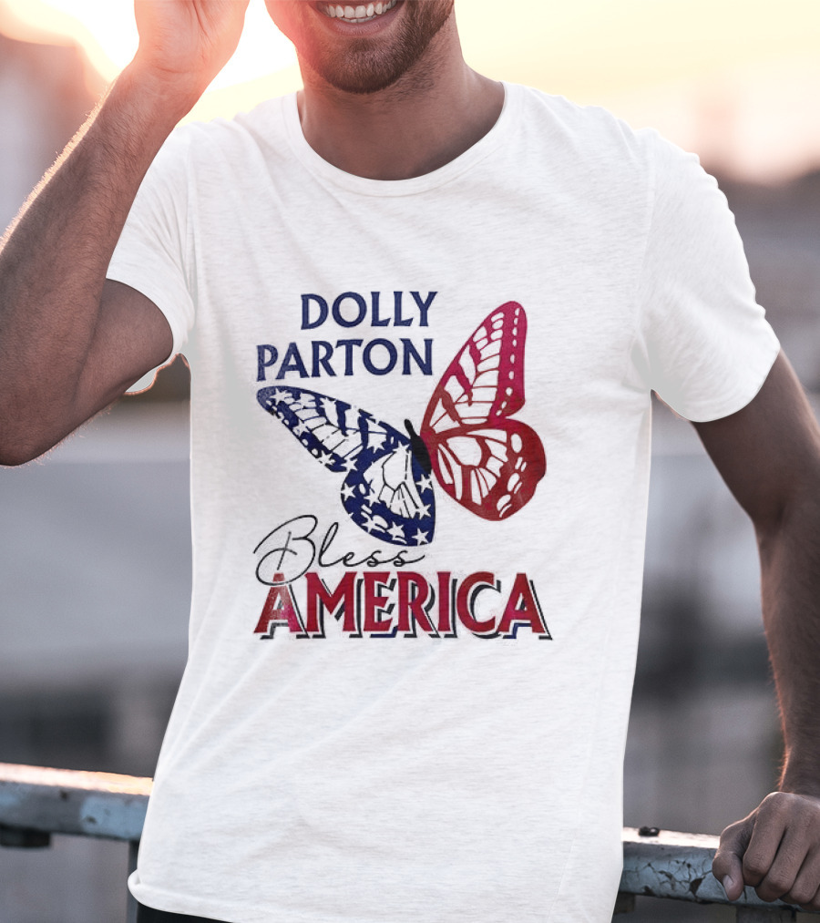 Dolly Parton Bless America Patriotic Butterfly Team USA 250th Anniversary T-Shirt