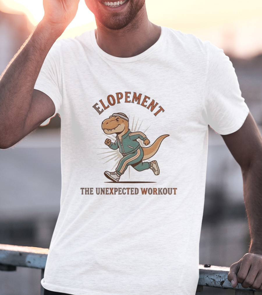Elopement The Unexpected Workout Dinosaur Running Awareness Of Autism T-Shirt