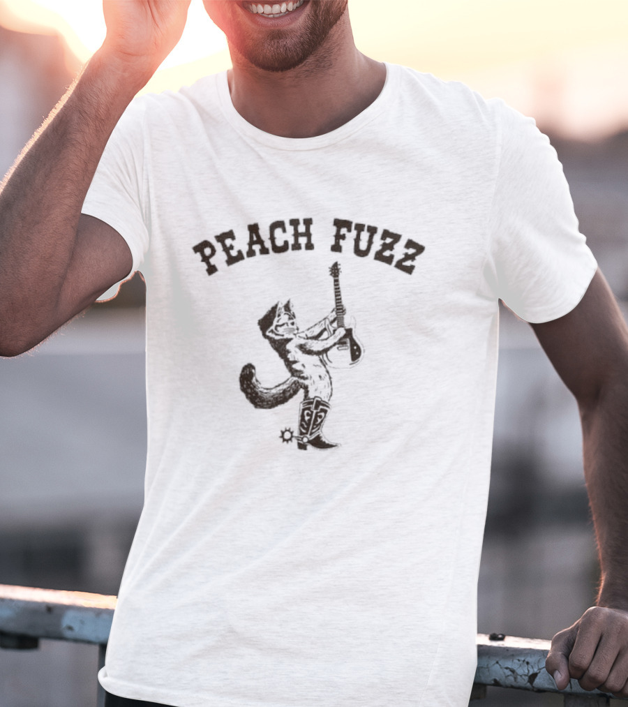 Peach Fuzz Cowboy Cat Smoking T-Shirt