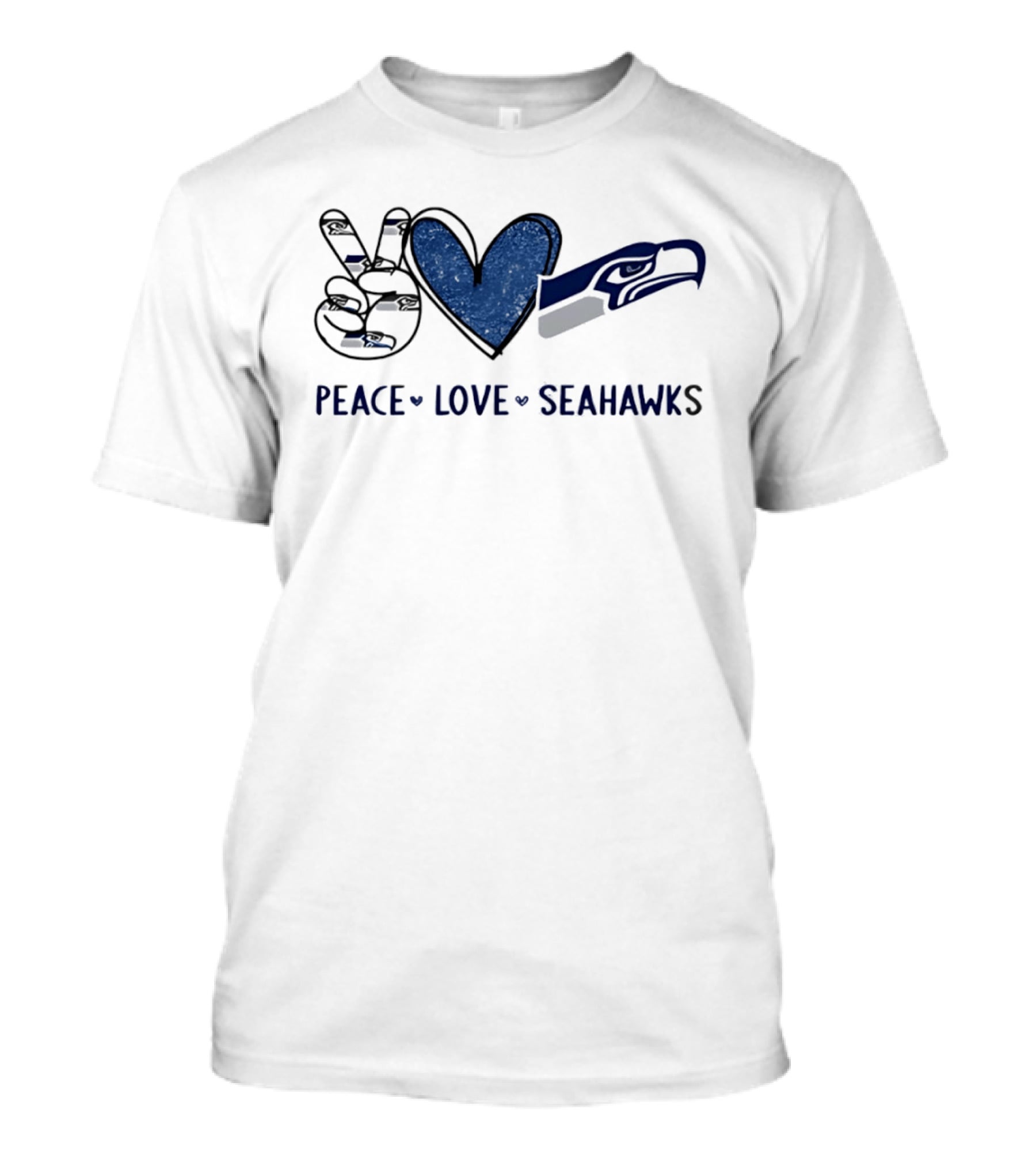 Peace Love Seattle Seahawks Blue Heart T-Shirt