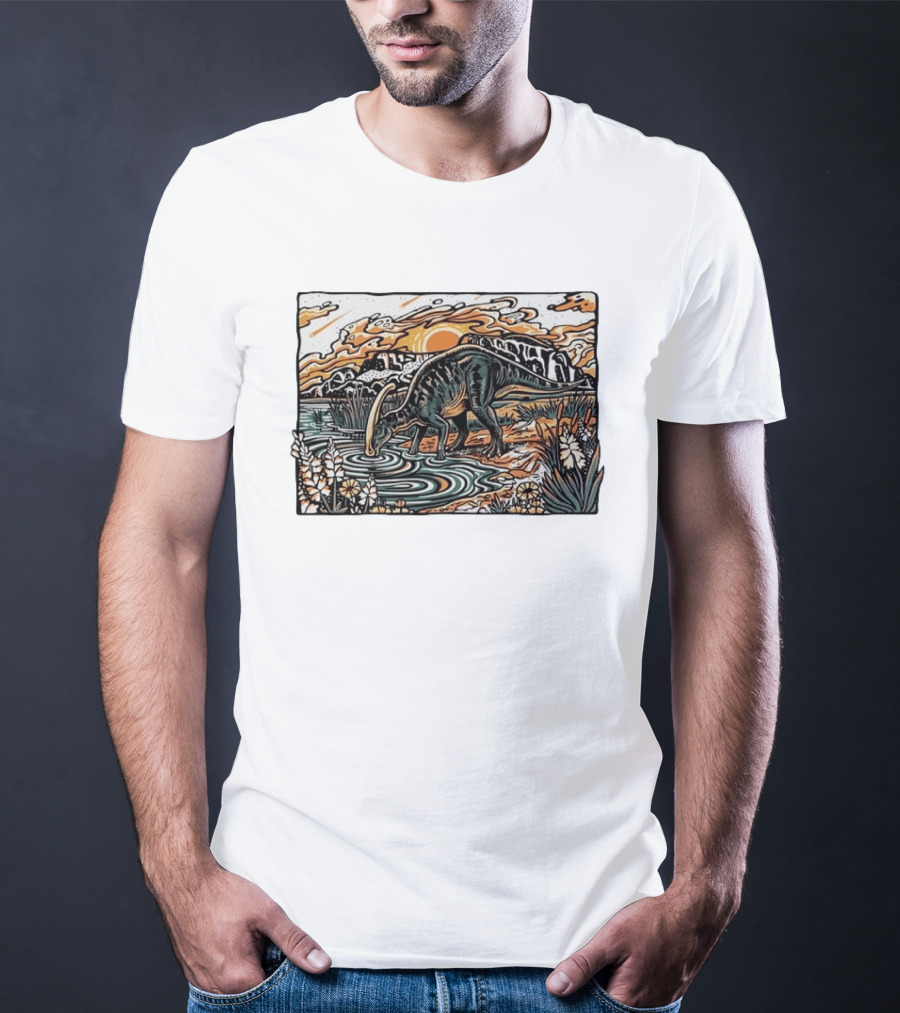 Parasaurolophus Dream In Cretaceous Landscape T-Shirt