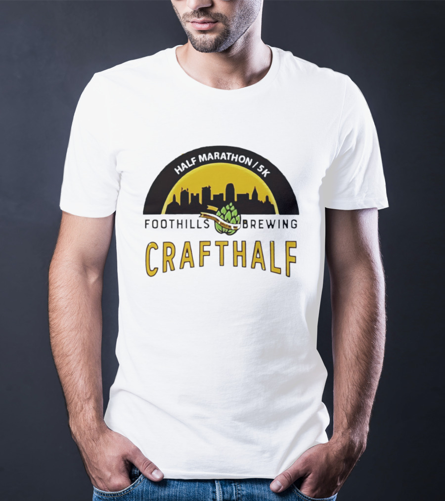 Foothills Brewing CrafHalf Half Marathon 5K City Skyline T-Shirt