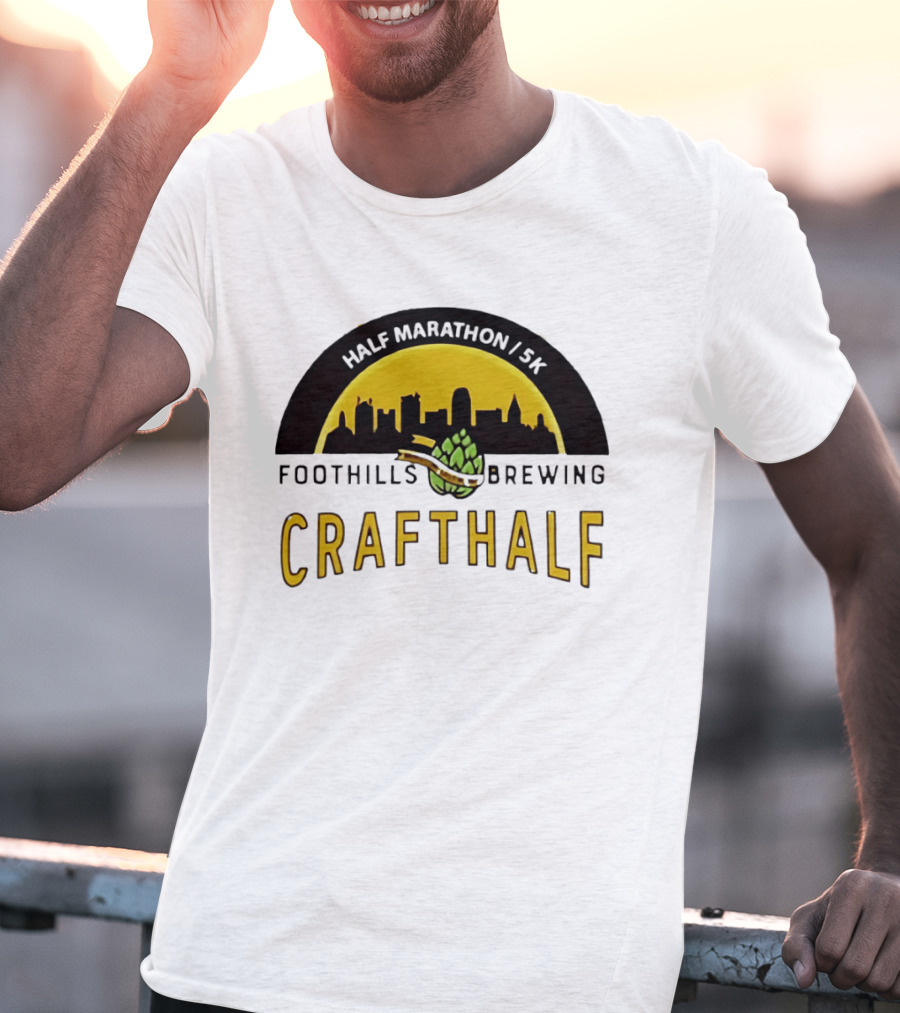 Foothills Brewing CrafHalf Half Marathon 5K City Skyline T-Shirt