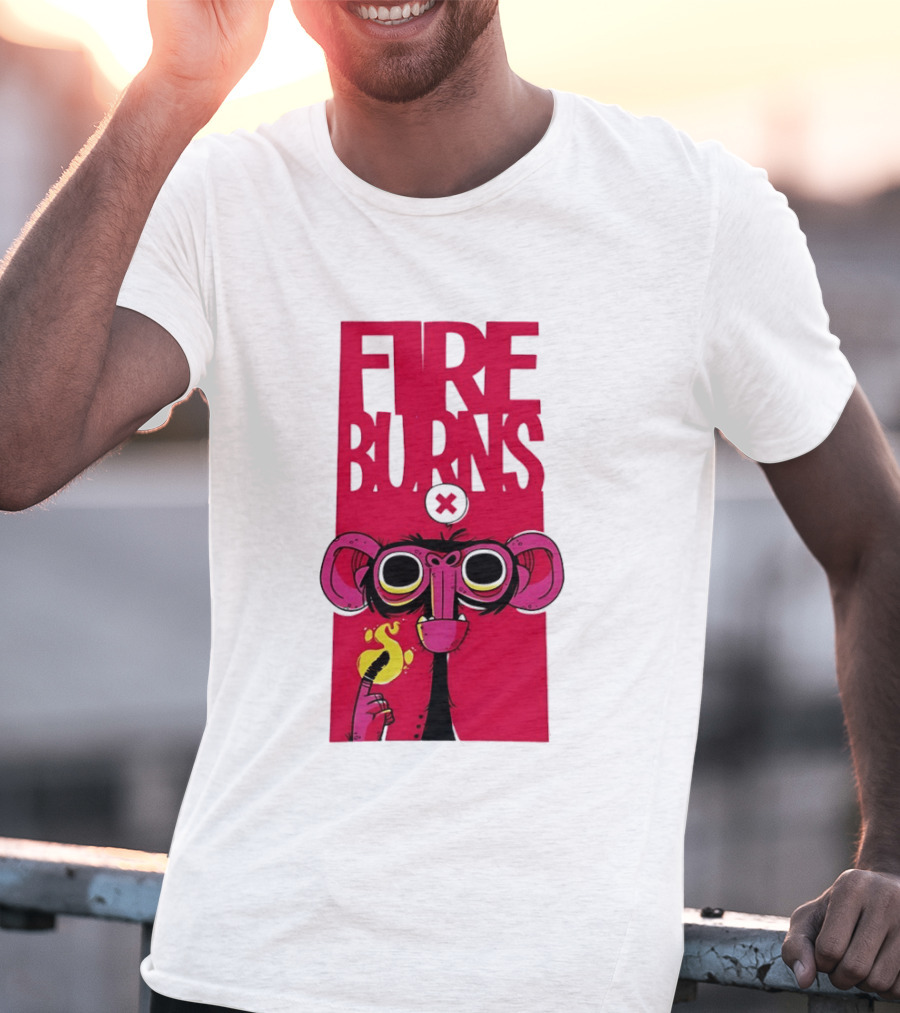 FIre Burns Monkey With Burning Hand T-Shirt