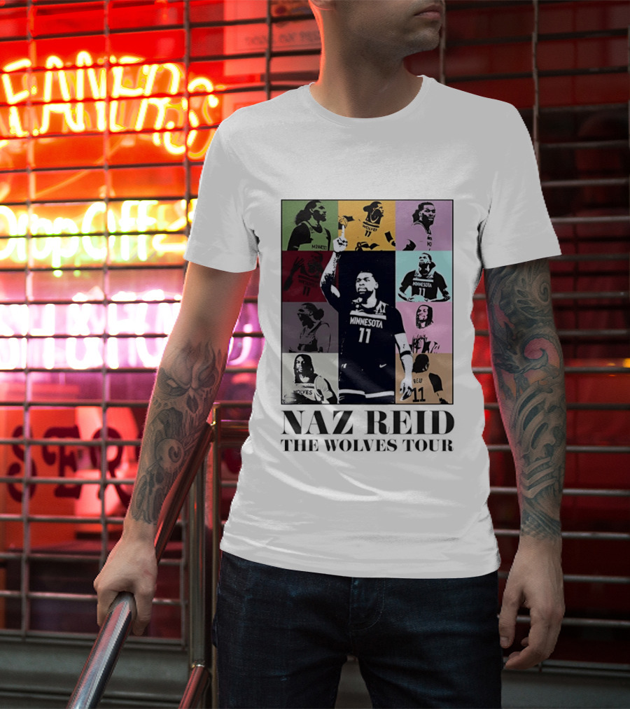 Minnesota Timberwolves Naz Reid Wolves Tour Montage T-Shirt