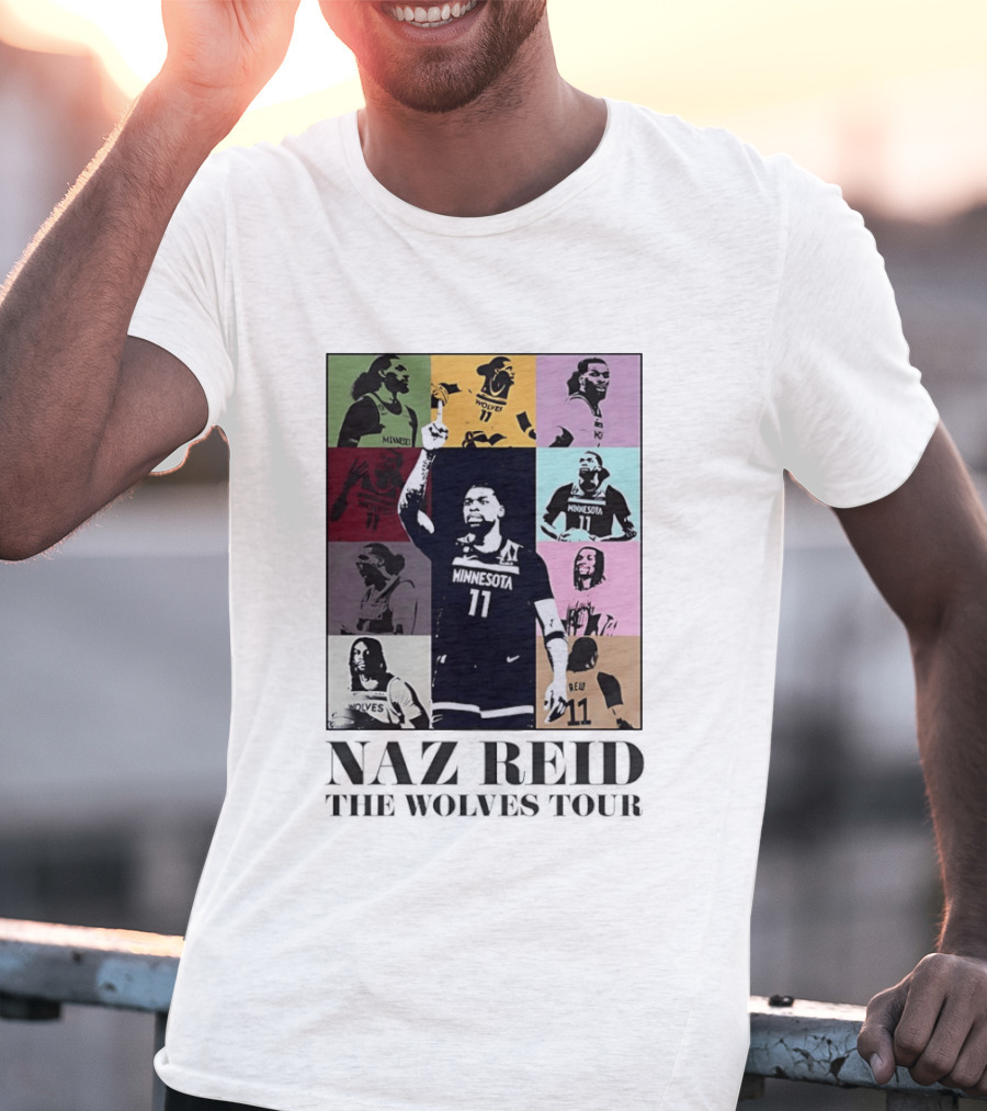 Minnesota Timberwolves Naz Reid Wolves Tour Montage T-Shirt