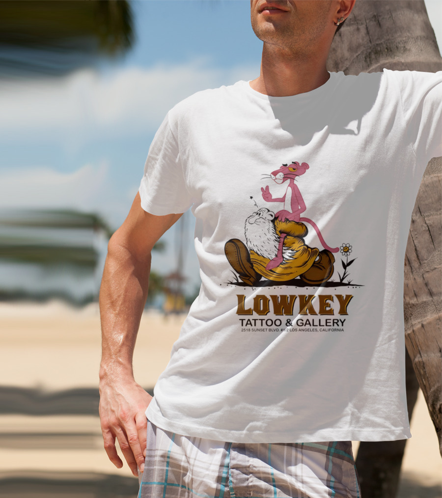 Pink Panther Lowkey Tattoo Gallery 2516 Sunset Blvd Los Angeles California T-Shirt