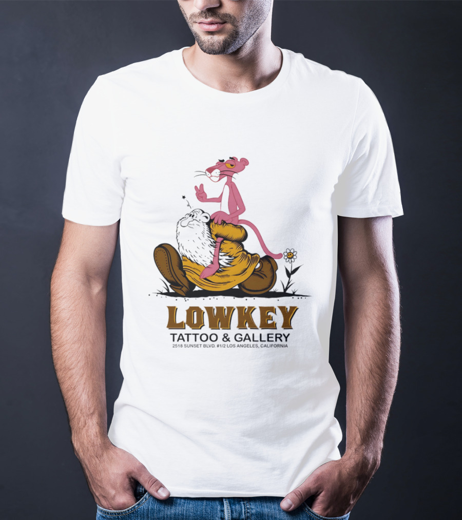 Pink Panther Lowkey Tattoo Gallery 2516 Sunset Blvd Los Angeles California T-Shirt