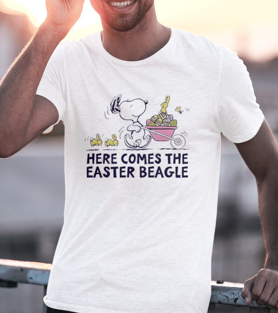 Snoopy Easter Beagle With Bunnies And Basket T-Shirt
