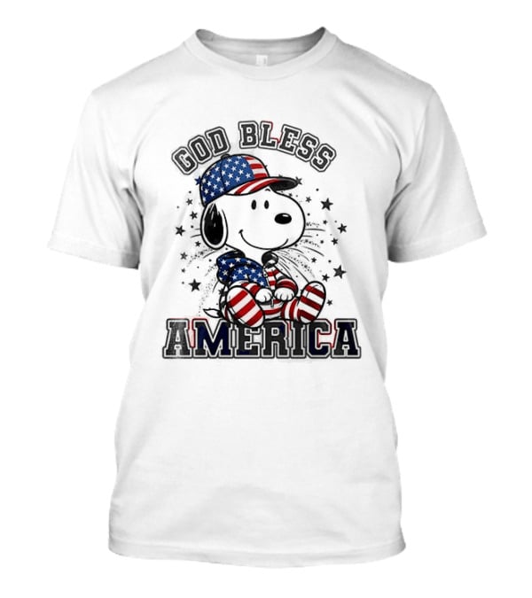 Peanuts Snoopy God Bless America Stars And Stripes T-Shirt