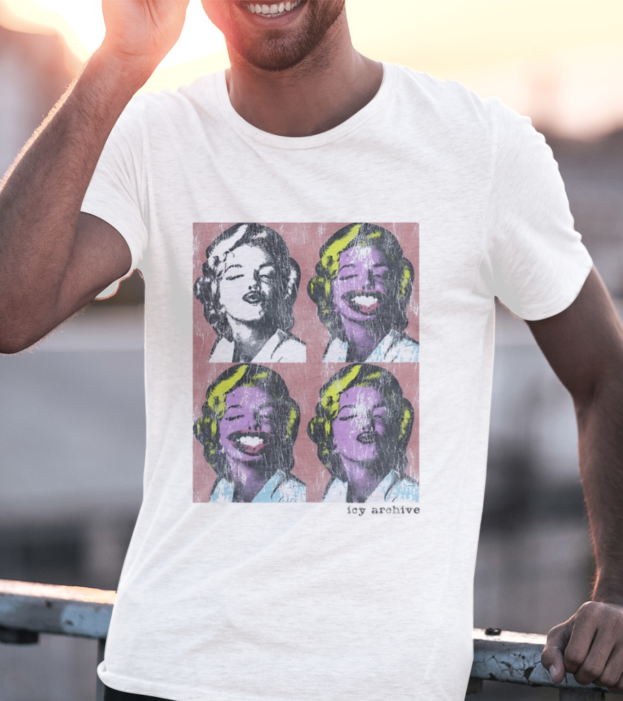 Marilyn Monroe Face Pop Art Style Vintage Grid Warhol Influence T-Shirt