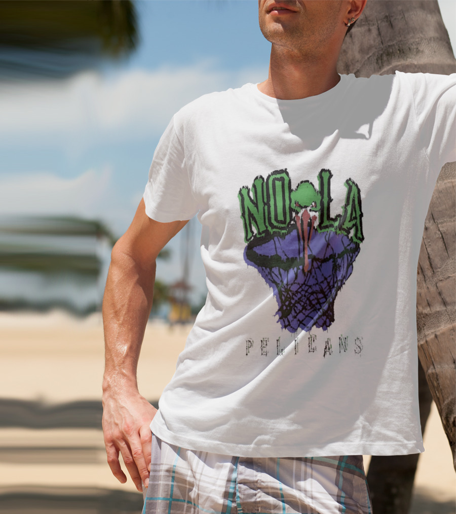 NOLA New Orleans Pelicans Basketball Hoop T-Shirt