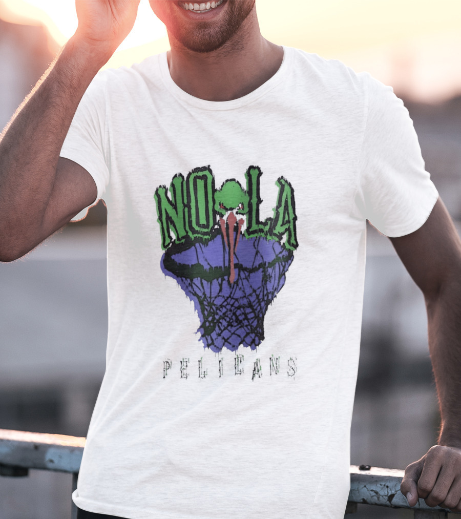 NOLA New Orleans Pelicans Basketball Hoop T-Shirt
