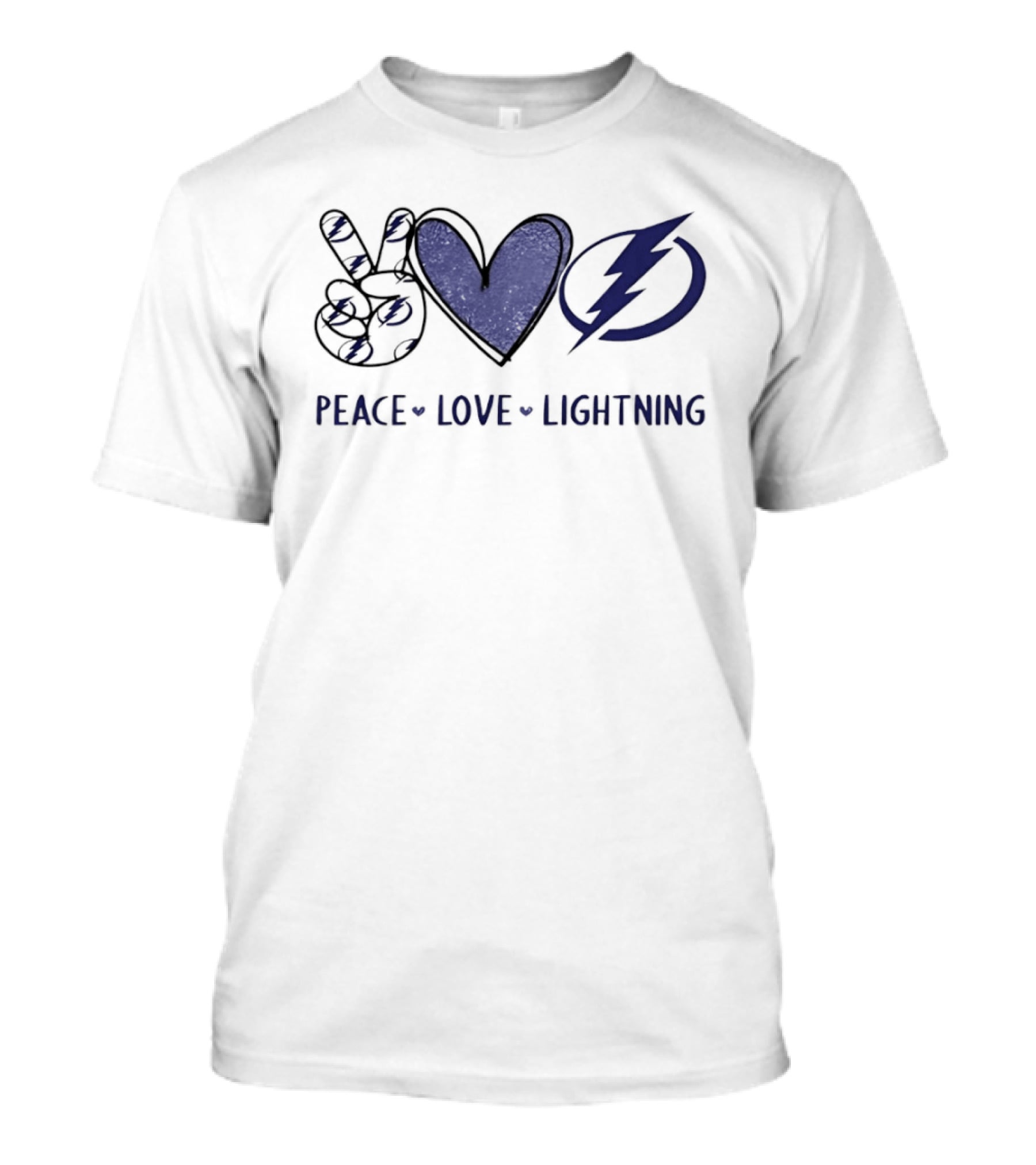Peace Love Lightning Tampa Bay Hockey Team Hands Sign Heart T-Shirt