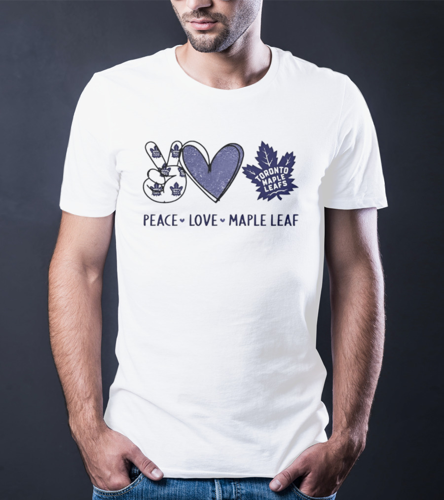 Peace Love Toronto Maple Leafs Hockey Team Hands Sign Maple Leaf T-Shirt