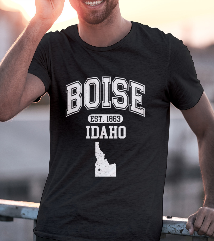 Boise Idaho Est 1863 Varsity Map T-Shirt