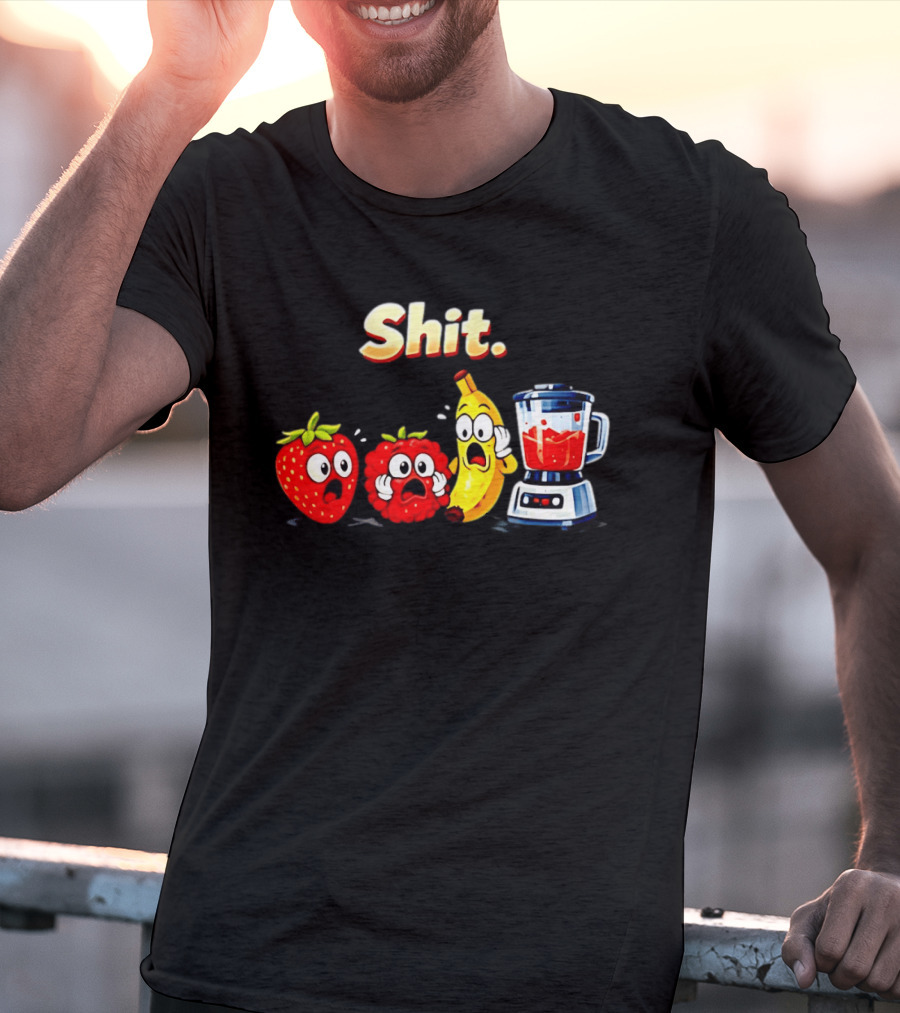 Panic Fruit Characters Blender Humor Smoothie Shit T-Shirt