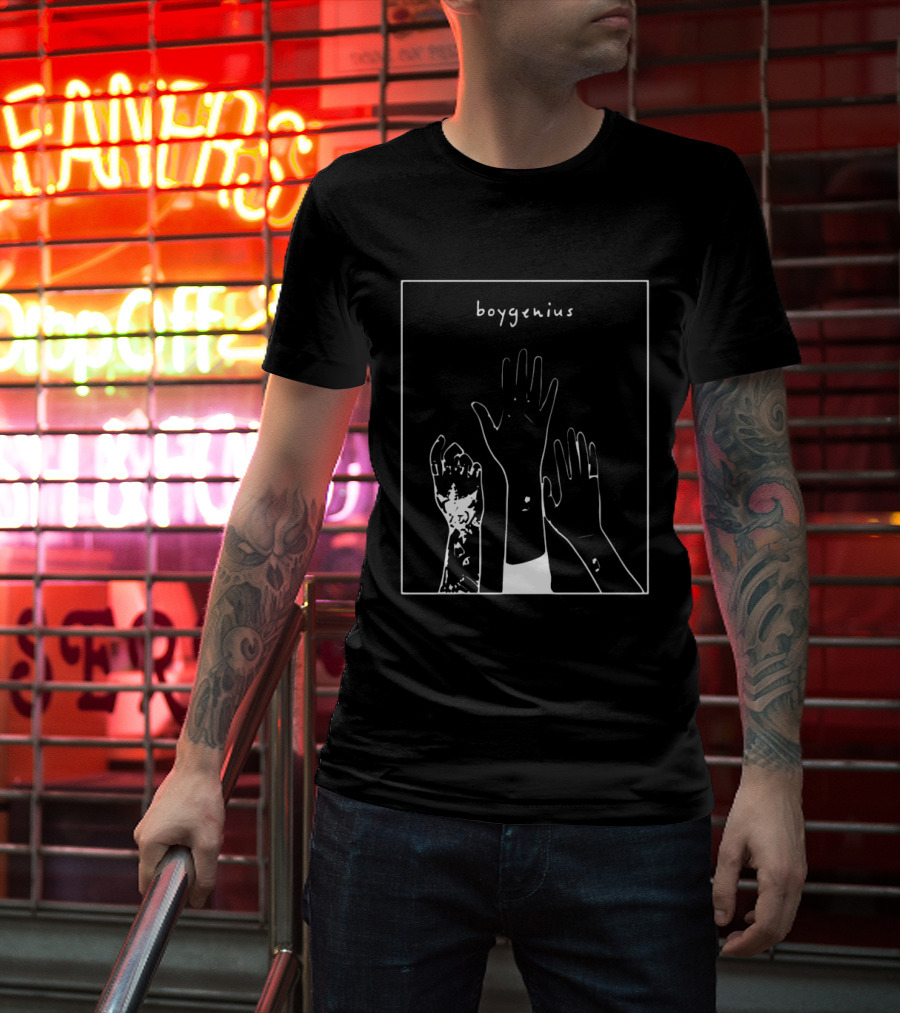 Boygenius Three Raised Hands White Line T-Shirt