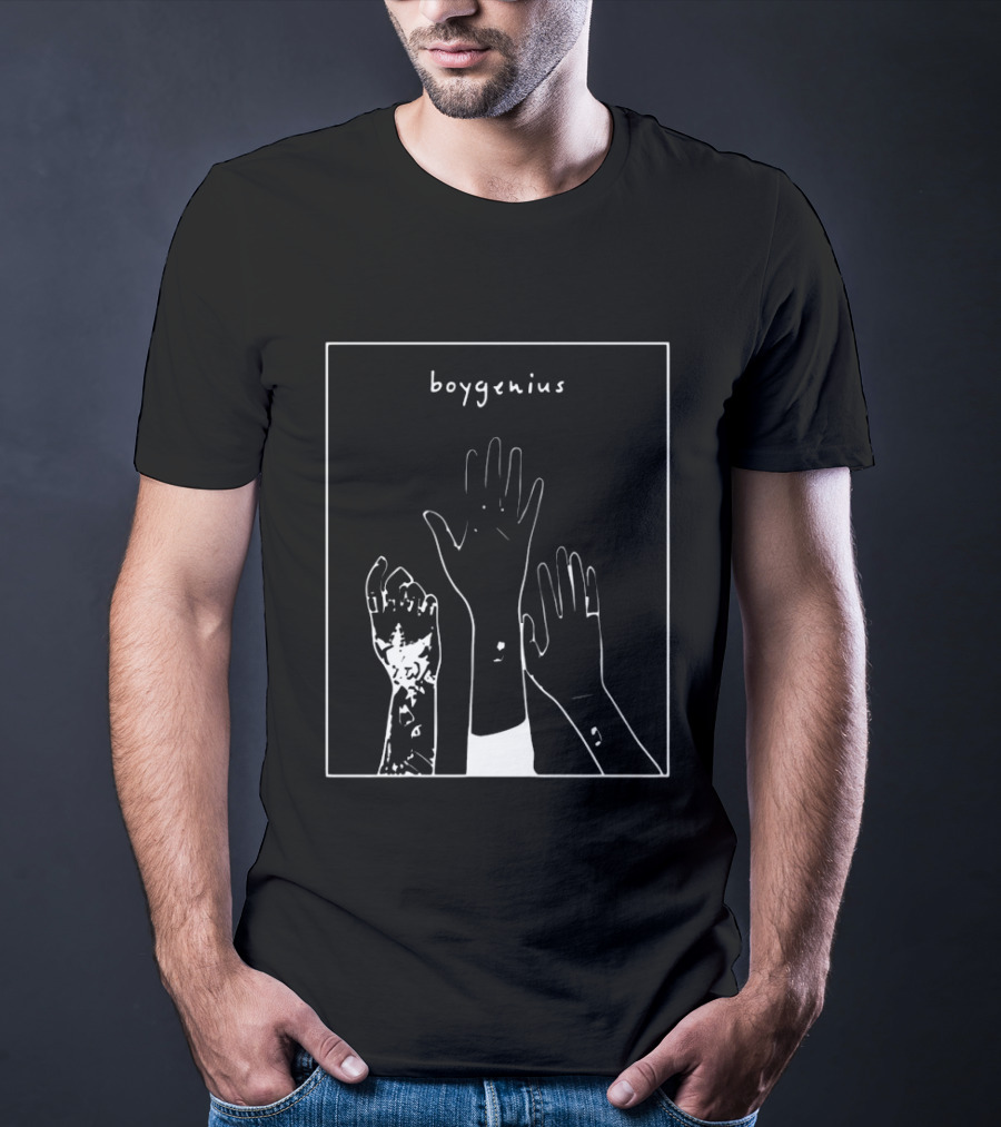 Boygenius Three Raised Hands White Line T-Shirt