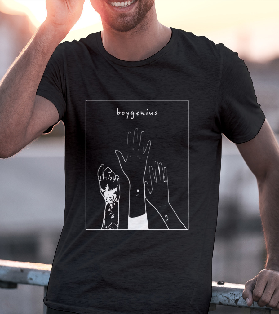 Boygenius Three Raised Hands White Line T-Shirt