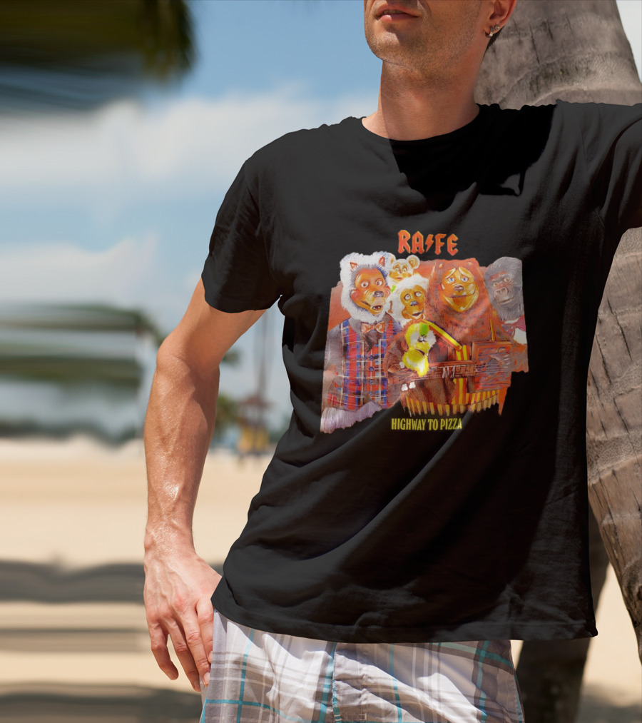 Rafe Highway To Pizza Characters With Animals And Guitar T-Shirt