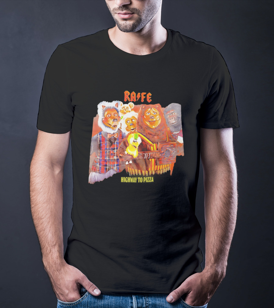 Rafe Highway To Pizza Characters With Animals And Guitar T-Shirt