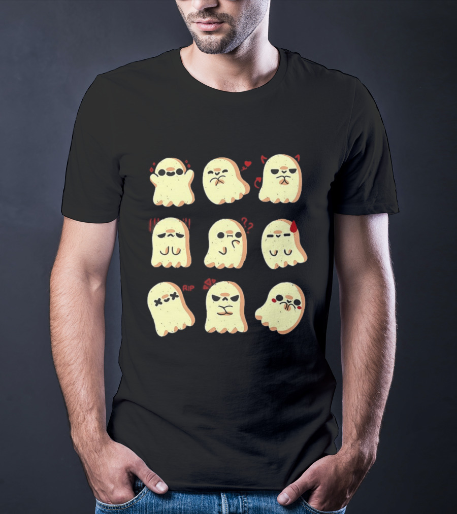 Ghost Emotions Cute Cartoon Ghosts With Various Expressions Halloween T-Shirt