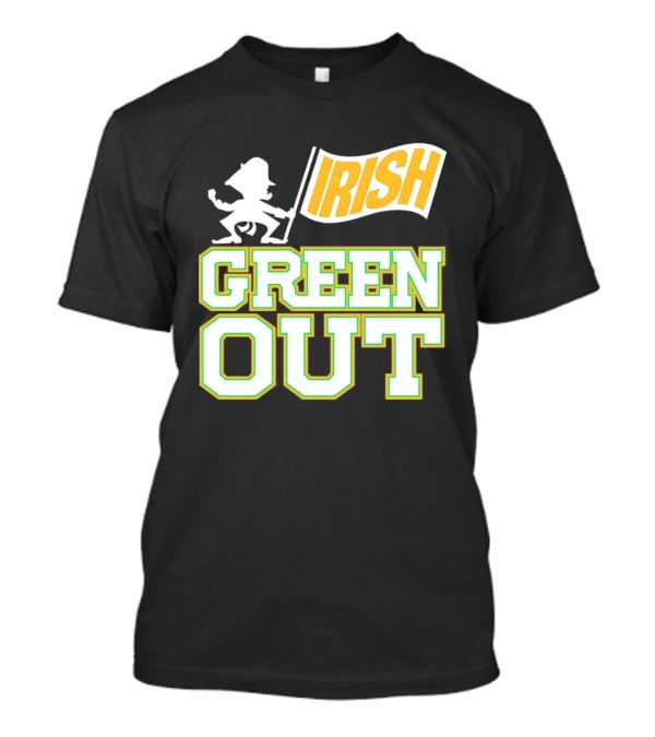 Notre Dame Fighting Irish Green Out Iconic Leprechaun Flag T-Shirt