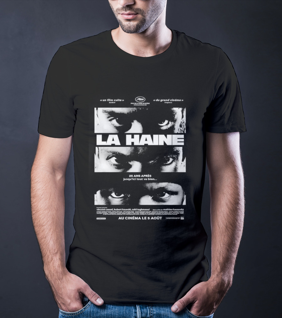 La Haine 25 Ans Après Jusqu'ici Tout Va Bien Face Eyes Flame T-Shirt