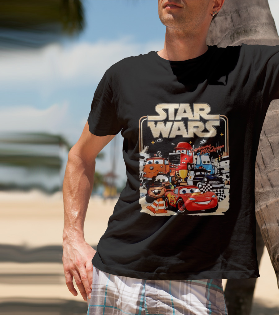 STAR WARS Lightning McQueen Racing Adventure With Cars Characters T-Shirt