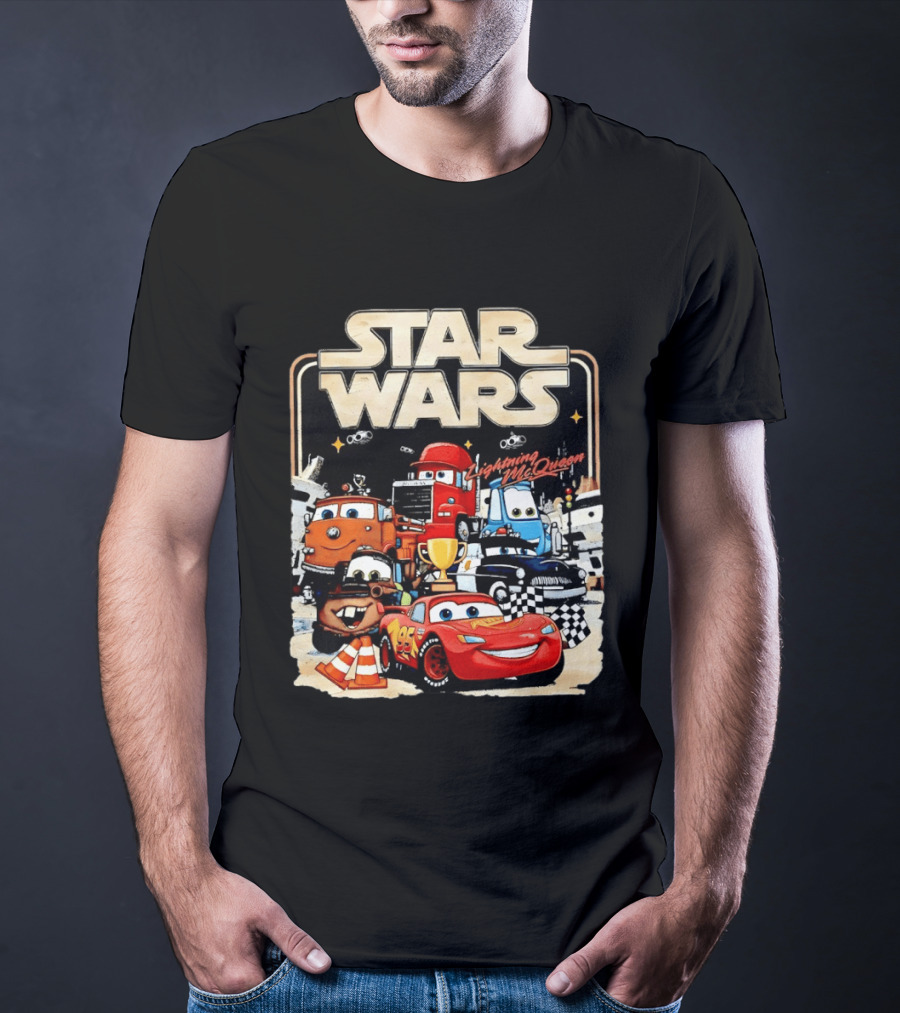 STAR WARS Lightning McQueen Racing Adventure With Cars Characters T-Shirt