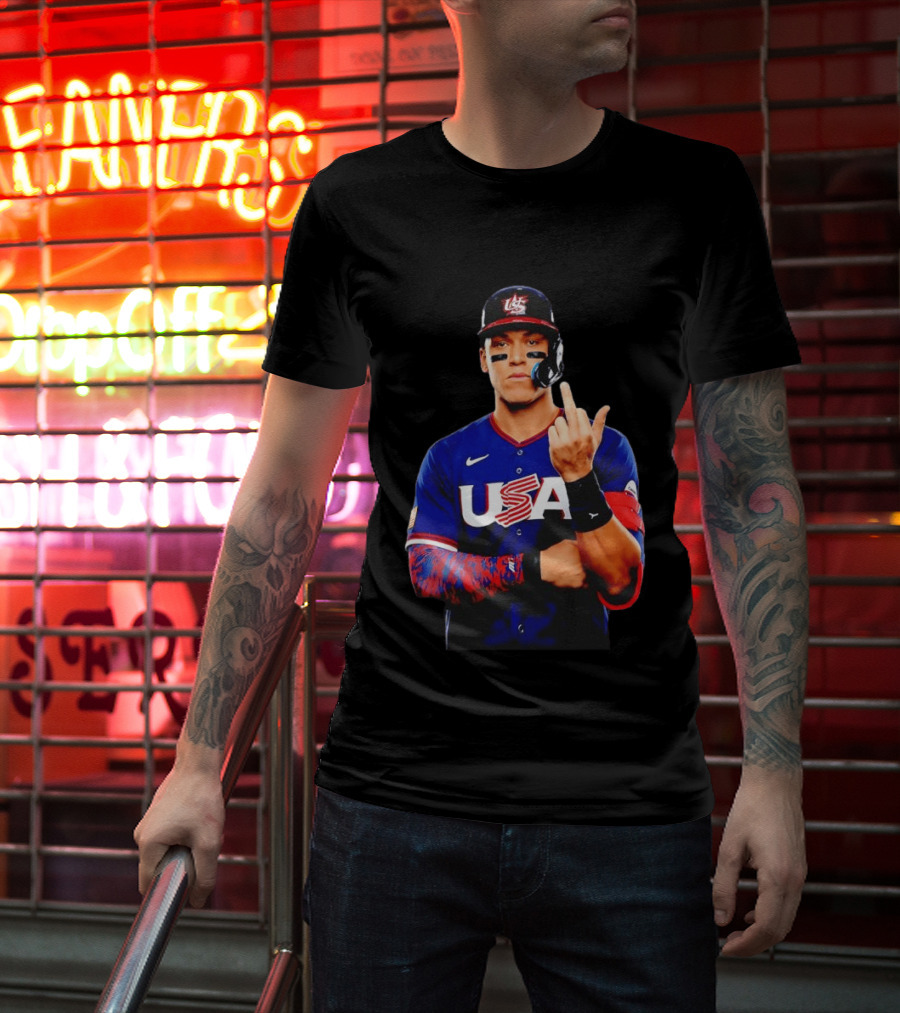 Aaron Judge USA Baseball WBC 2026 Middle Finger Iconic Gesture T-Shirt