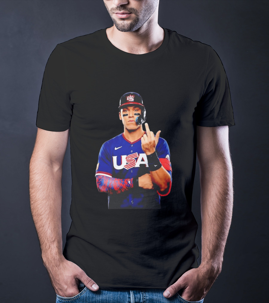 Aaron Judge USA Baseball WBC 2026 Middle Finger Iconic Gesture T-Shirt