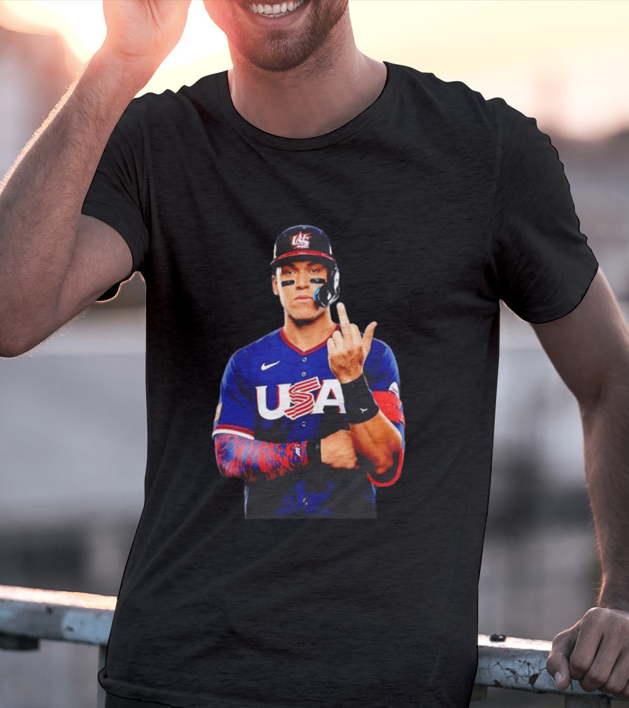 Aaron Judge USA Baseball WBC 2026 Middle Finger Iconic Gesture T-Shirt
