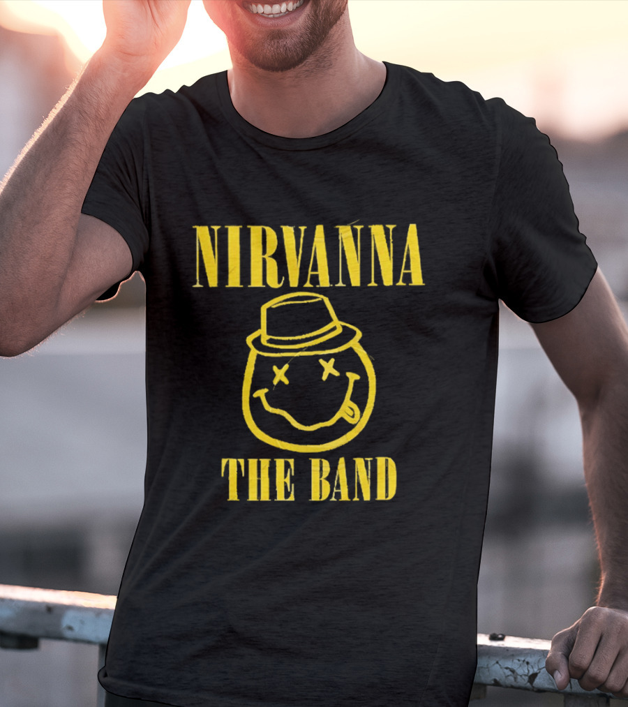 Nirvana Smiley Face Hat Logo The Band T-Shirt
