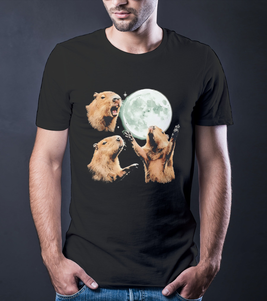 Capybara Howling At Full Moon Tranquility T-Shirt