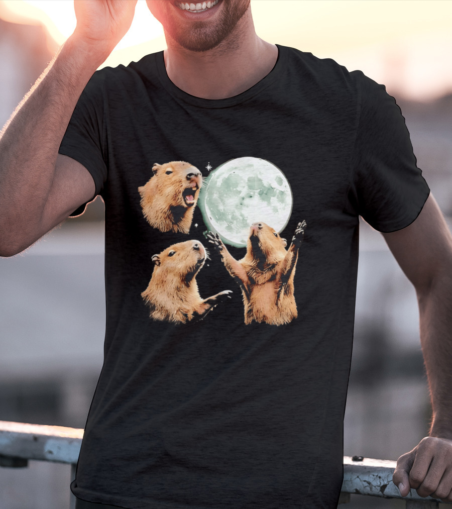 Capybara Howling At Full Moon Tranquility T-Shirt