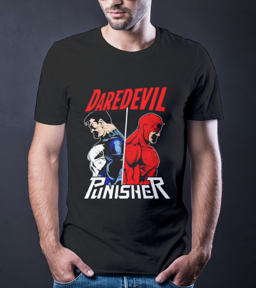 Daredevil Punisher Split Silhouette Marvel Characters T-Shirt
