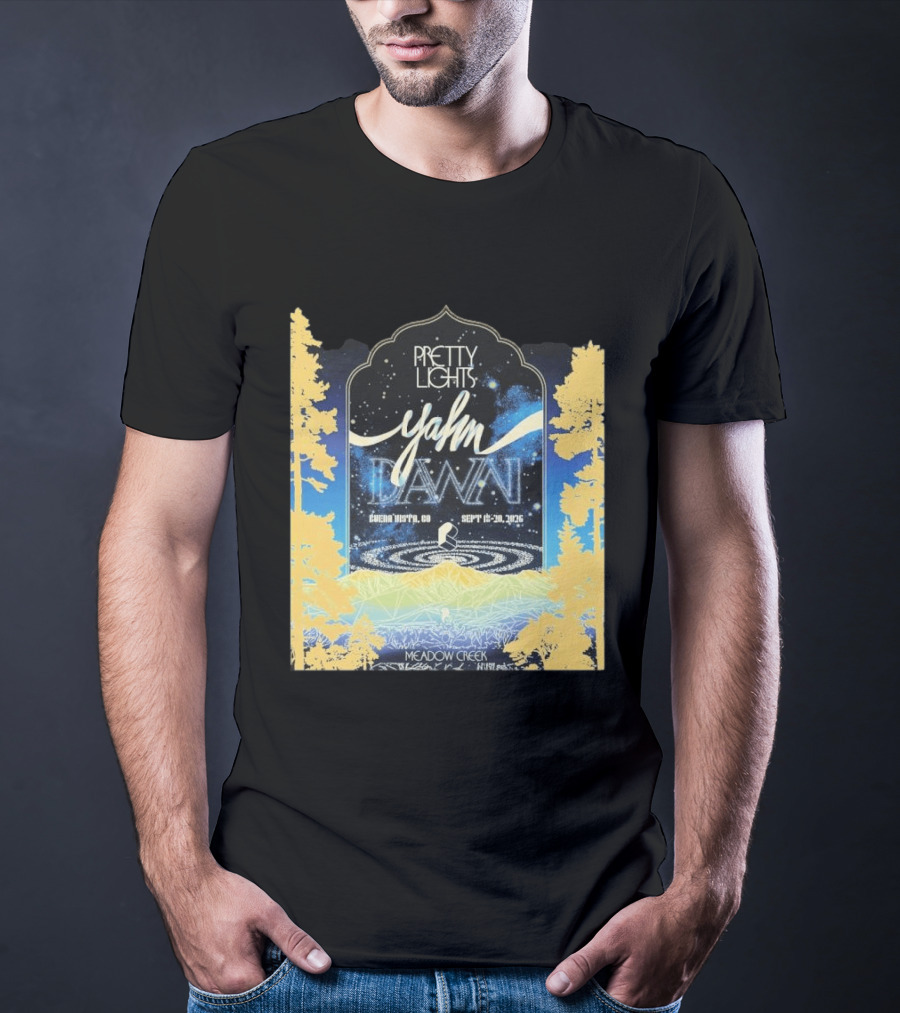 Pretty Lights Yahn Dawn 2026 Buena Vista Colorado Meadow Creek September 18 20 Event T-Shirt