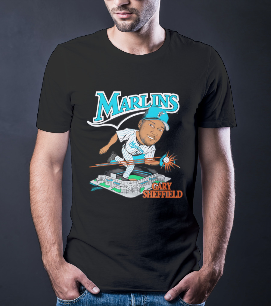 Florida Marlins Gary Sheffield Caricature Baseball MLB Player T-Shirt